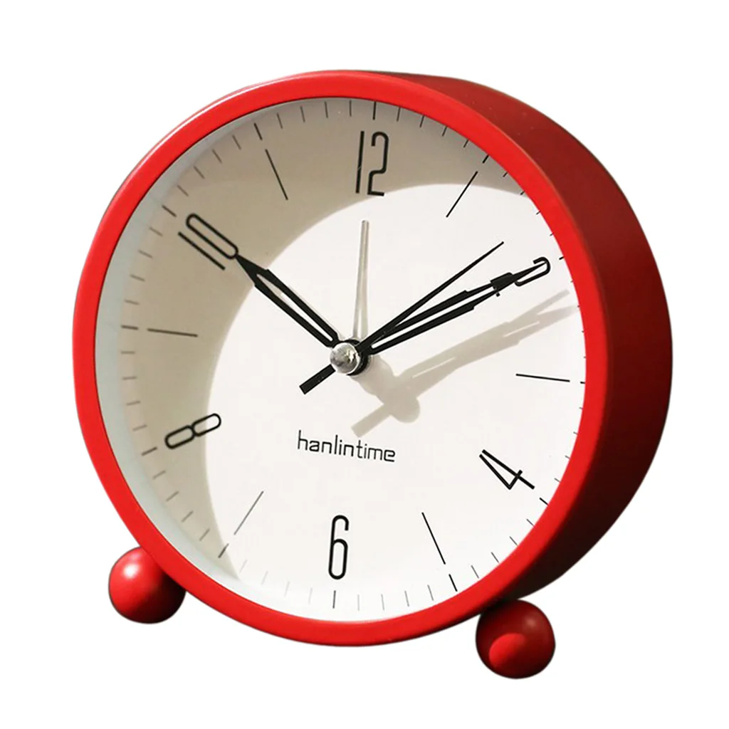 2pcs 4'' Round Silent No Ticking Desk Bedside Travel Alarm Clock with Backlight and Loud Alarm Analog Clock for Bedrooms