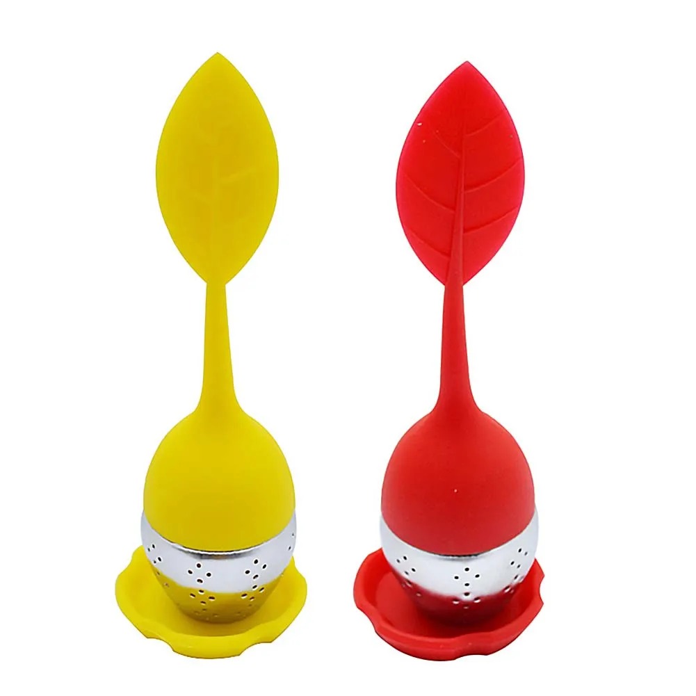 

1pcs Silicone Tea Infusers Teaware Kitchen Gadgets Food Grade Leaf Shape Make Tea Bag Filter 304 Stainless Steel Tea Strainers