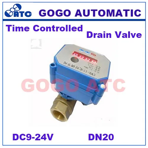 CWX-15N DN20 3/4 bsp 2 ходовой латунный Мини моторизованный электрический шаровой клапан для воздушного компрессора с таймером, оборудование для слива, DC9-24V