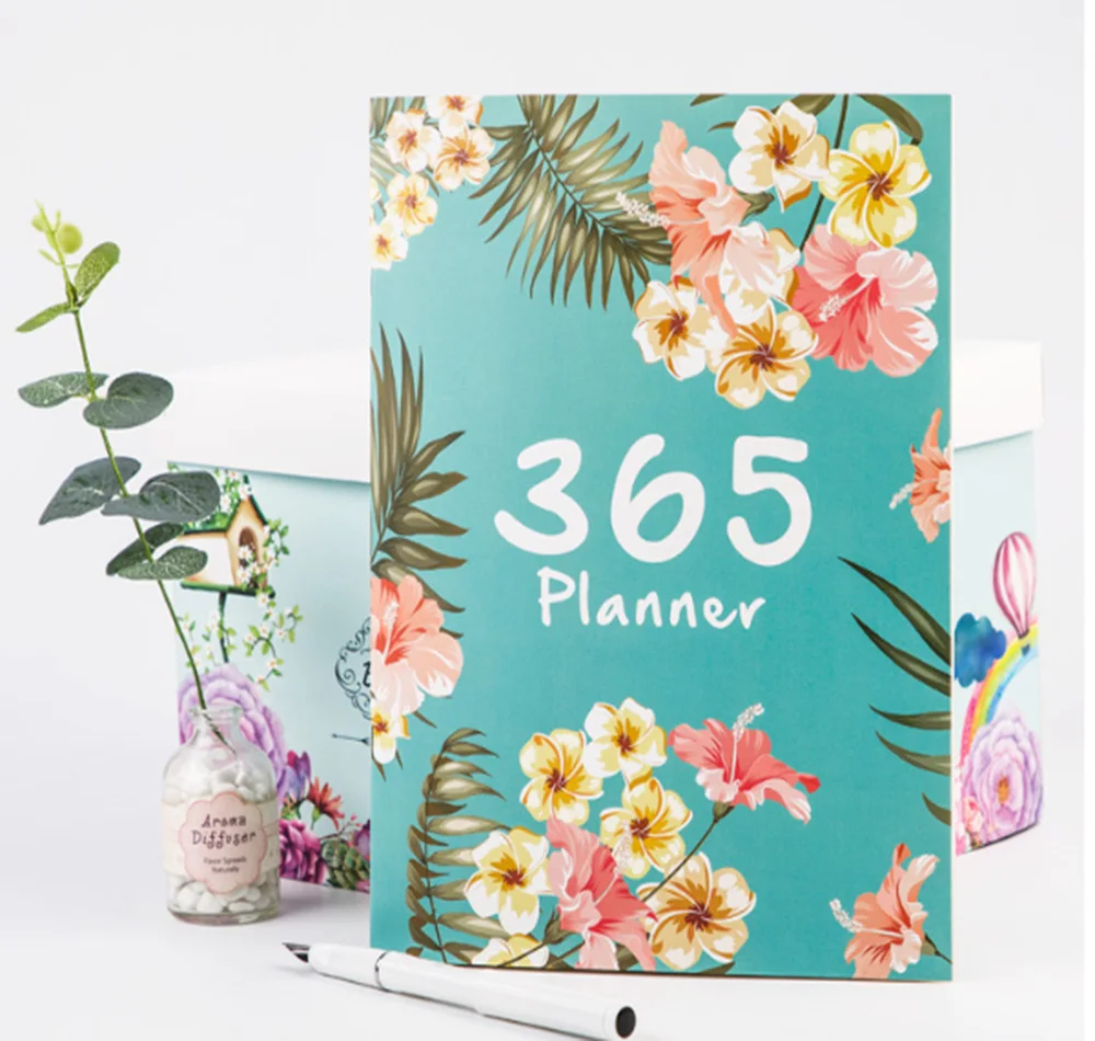 

Winzige Creative Flowers Schedule Planner A4 Specifications Punch Card Month Yearly Improve Efficiency Manual Office Notebook