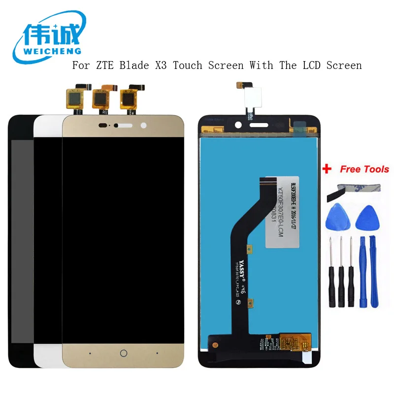 Дешево WEICHNEG 1 шт. для 1280*720 zte Blade X3 D2 T620 A452 ЖК дисплей с кодирующий преобразователь сенсорного экрана в сборе + Бесплатные инструменты