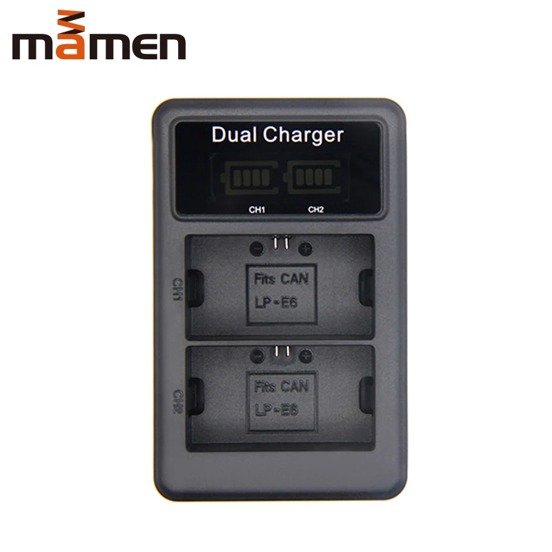 Зарядное устройство Mamen LP E6 LPE6 зарядное с двумя USB портами и ЖК дисплеем для Canon EOS