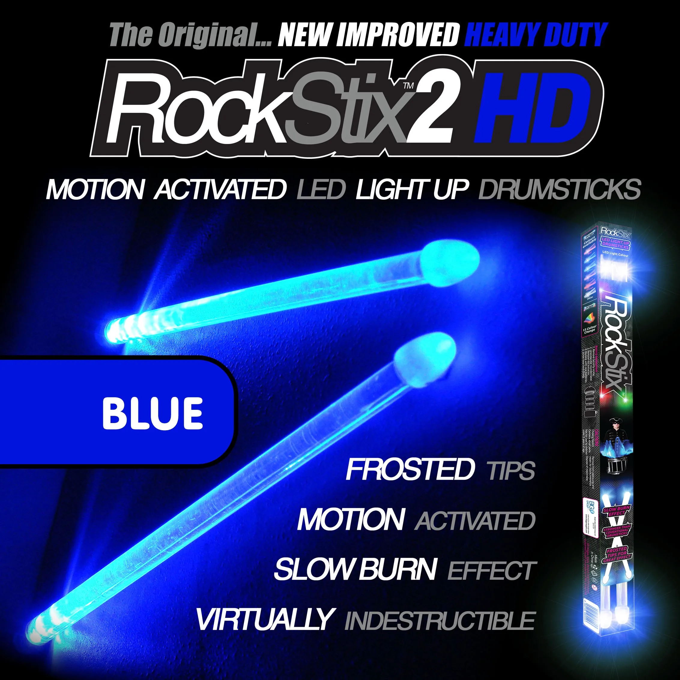 Rockstix 2 HD яркий светодиодный голени с 7 индивидуальными цветами доступны, Firestix Upgradte до RockStix - Цвет: Blue