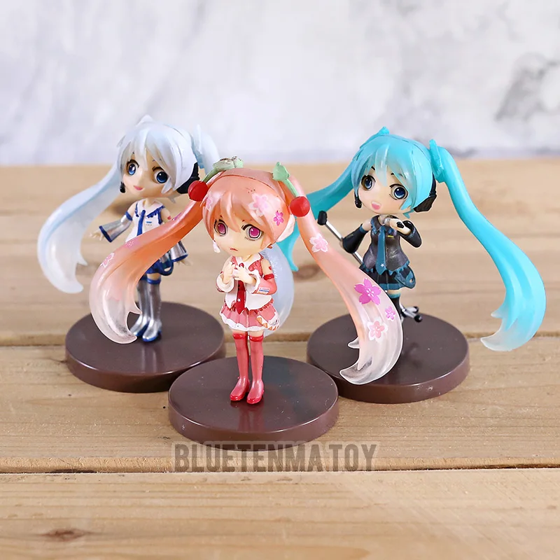 

3pcs/set Q Posket Figure Sakura Miku Hatsune Miku Snow Decorations Figures Action PVC Collectible Model Toys Girl Birthday Gifts