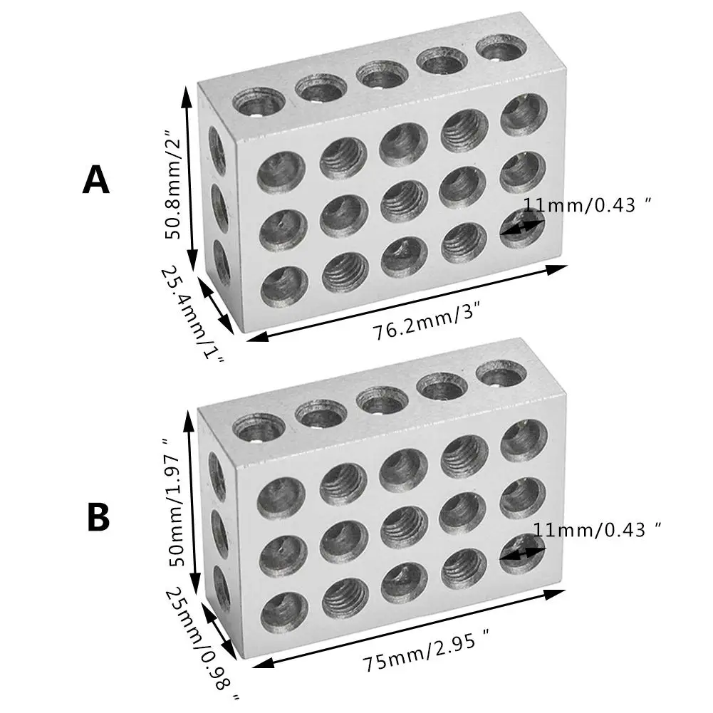 2 шт./компл. закаленной Сталь блоки 0,002 точности соответствует слесарный 123 фрезерный инструмент 23 Отверстия 1-2-3-25x50x75block датчик