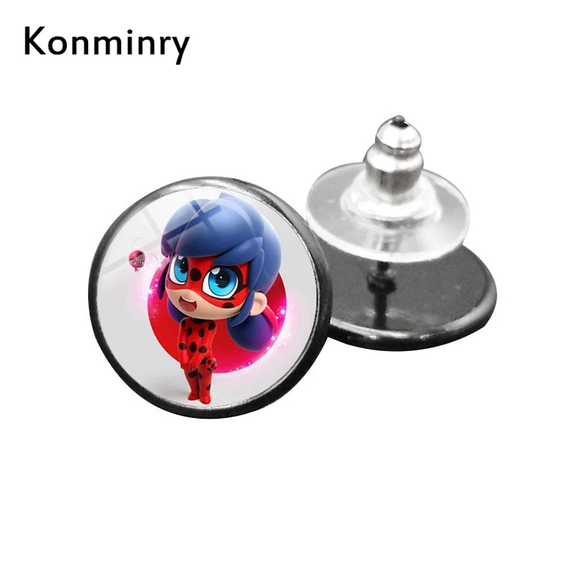 

cute Ladybug Black Color Stud Earrings Lovely Lady Bug Girl Fashion Earrings For Women Girl Gift Jewelry Konminry