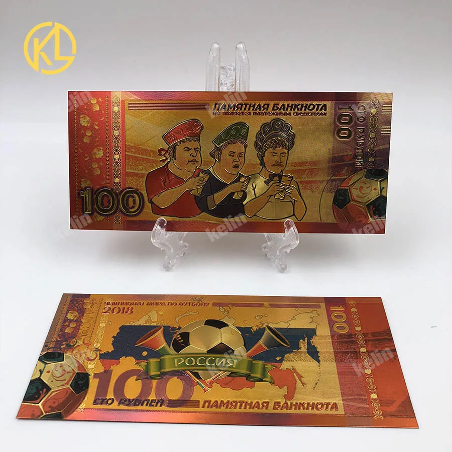 RU006 10 шт/Партия Красочные России 100 рубля банкноты ножной банкноты с золотой цветной фольгой для фанатов рекламные подарки