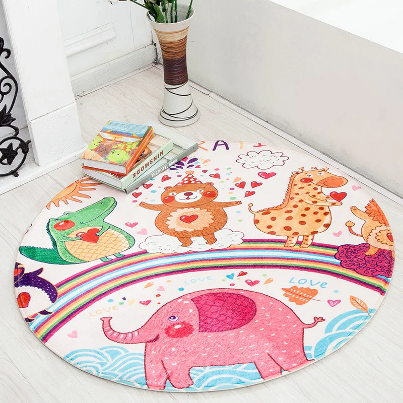 Cartoon Animal Round Area Rug for Kids Room Children Bedroom Fresh Style Non-Slip Living Room Carpet Computer Chair Floor Mat Cartoon Animal Round Area Rug for Kids Room Children Bedroom Fresh Style Non-Slip Living Room Carpet Computer Chair Floor Mat
