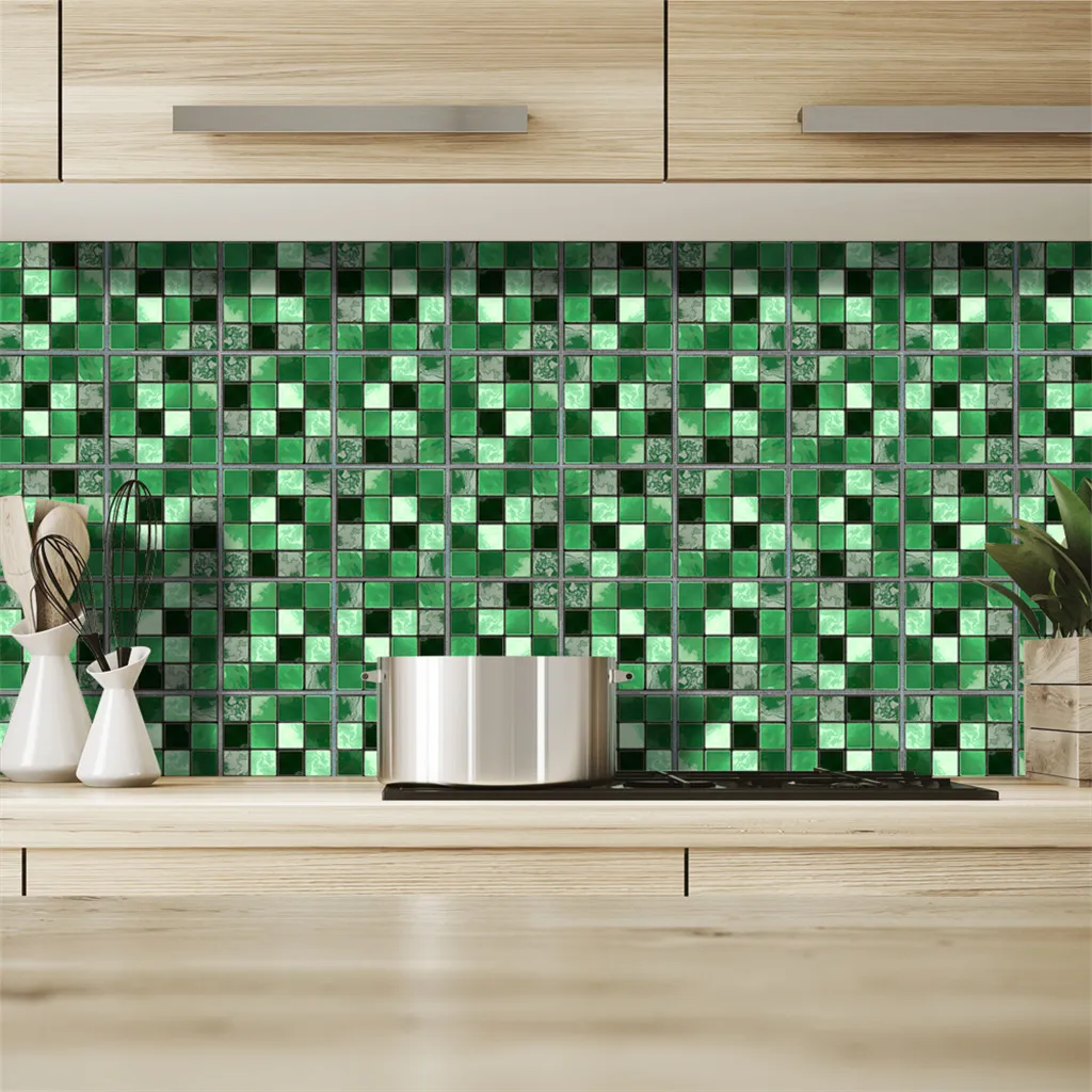 

Self-adhesive Mosaic Tile Sticker Creative Kitchen Stove Waterpoof PVC Wall Stickers Removable Bathroom Basin Decoration
