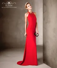 Charming Sleeveless Halter-ausschnitt Gerade Lange Abendkleider Abendkleider 2016 Backless Chiffon Sexy Red Prom Kleider