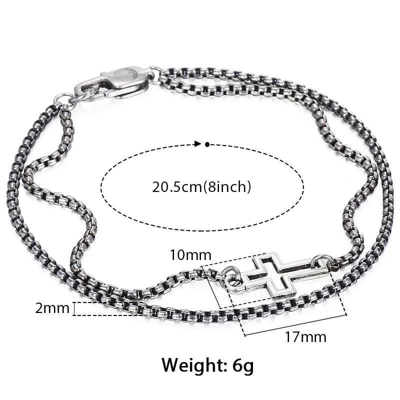 Trendsmax мужской браслет из нержавеющей стали подвеска Лев коробка звено цепи браслет ручной работы браслеты мужские ювелирные изделия подарки для мужчин DBM02 - Окраска металла: Cross Charm DB16