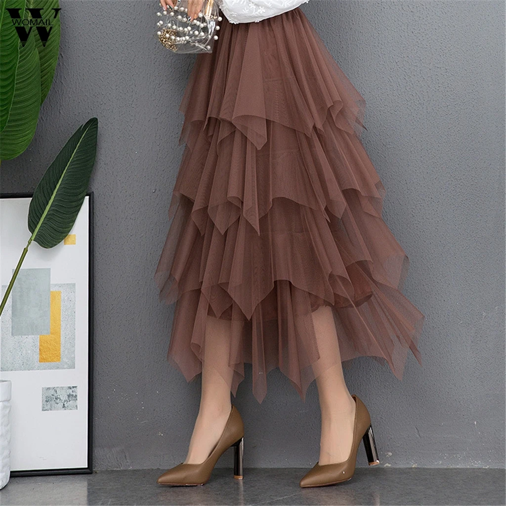 

Womail Skirt Women NEW Summer Comfortable Tulle High Waist Pleated Tutu Skirt Ladies Midi Skirt Casual Fashion 2019 dropship M28