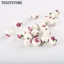  12mm Round Shape Loose Spacer Ceramic Beads Colored Print Pattern Ceramic Beads For Jewelry Making Bracelet Accessories 