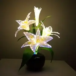 Светодио дный светодиодная шелковая Лилия ручной работы искусственный цветок сменный излучающий цвет свадебное украшение DIY подружка