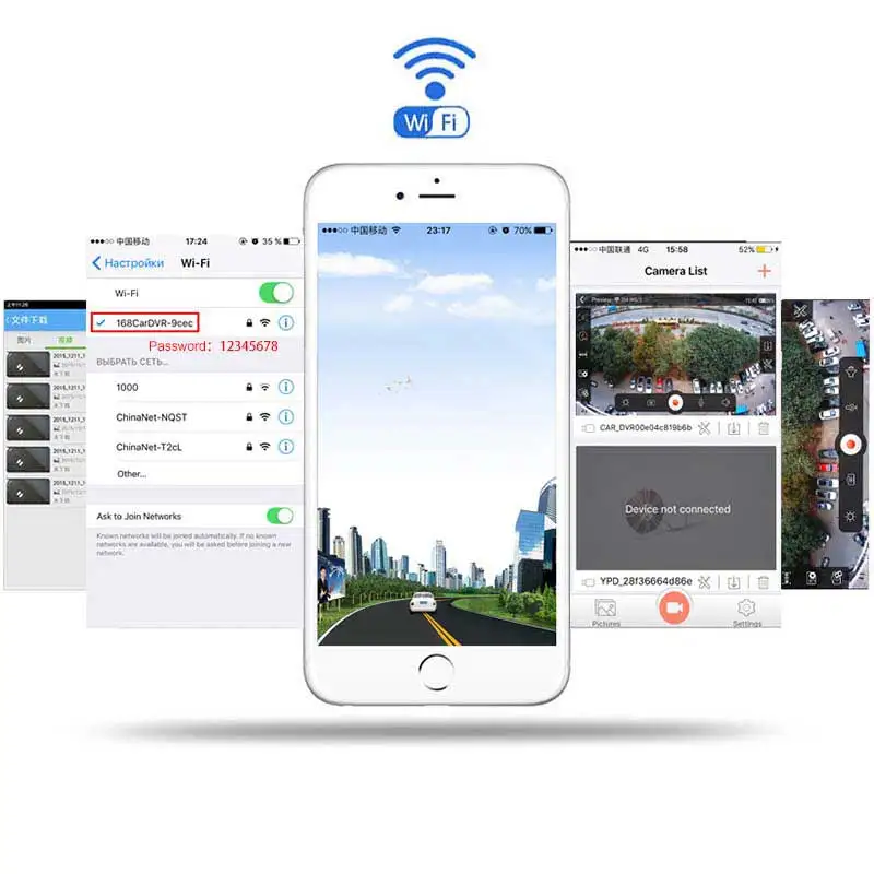Автомобильный мини видеорегистратор Olysine WiFi беспроводная видеокамера