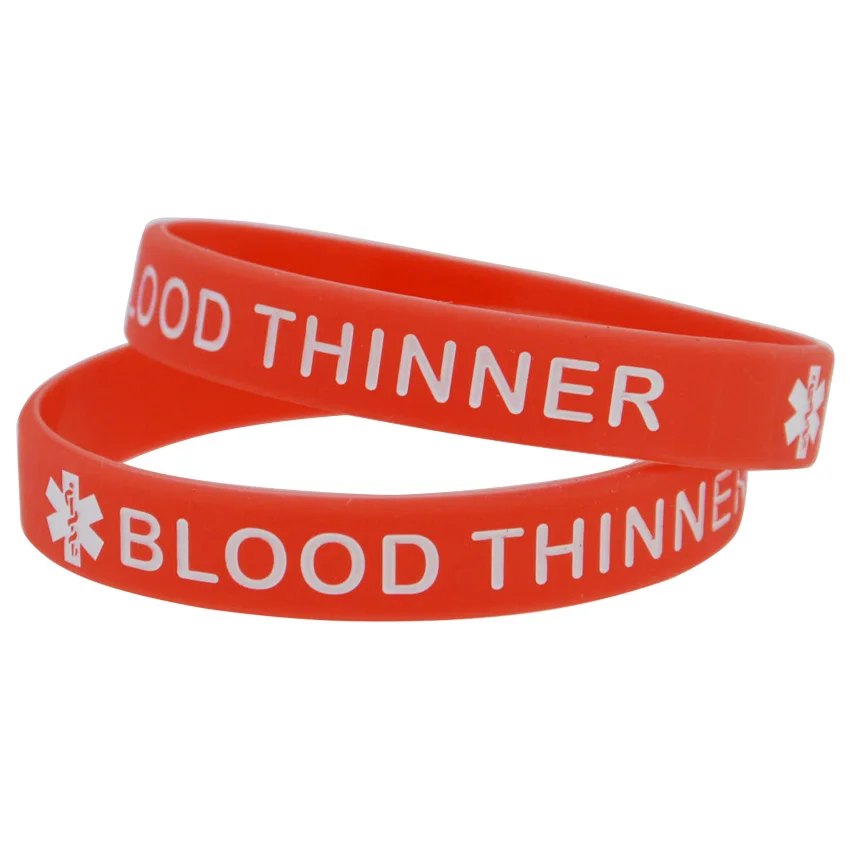 1piece Medical Alert Bracelet Blood Thinner Silicone Wristbandin
