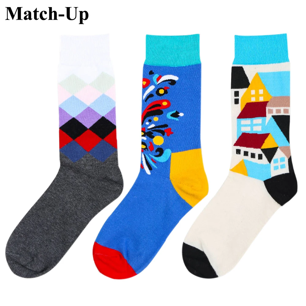 Match-Up NewCombed cotton  Color Socks for Couple Harajuku Street Tide Casual cotton compression mens socks us size(5-9)