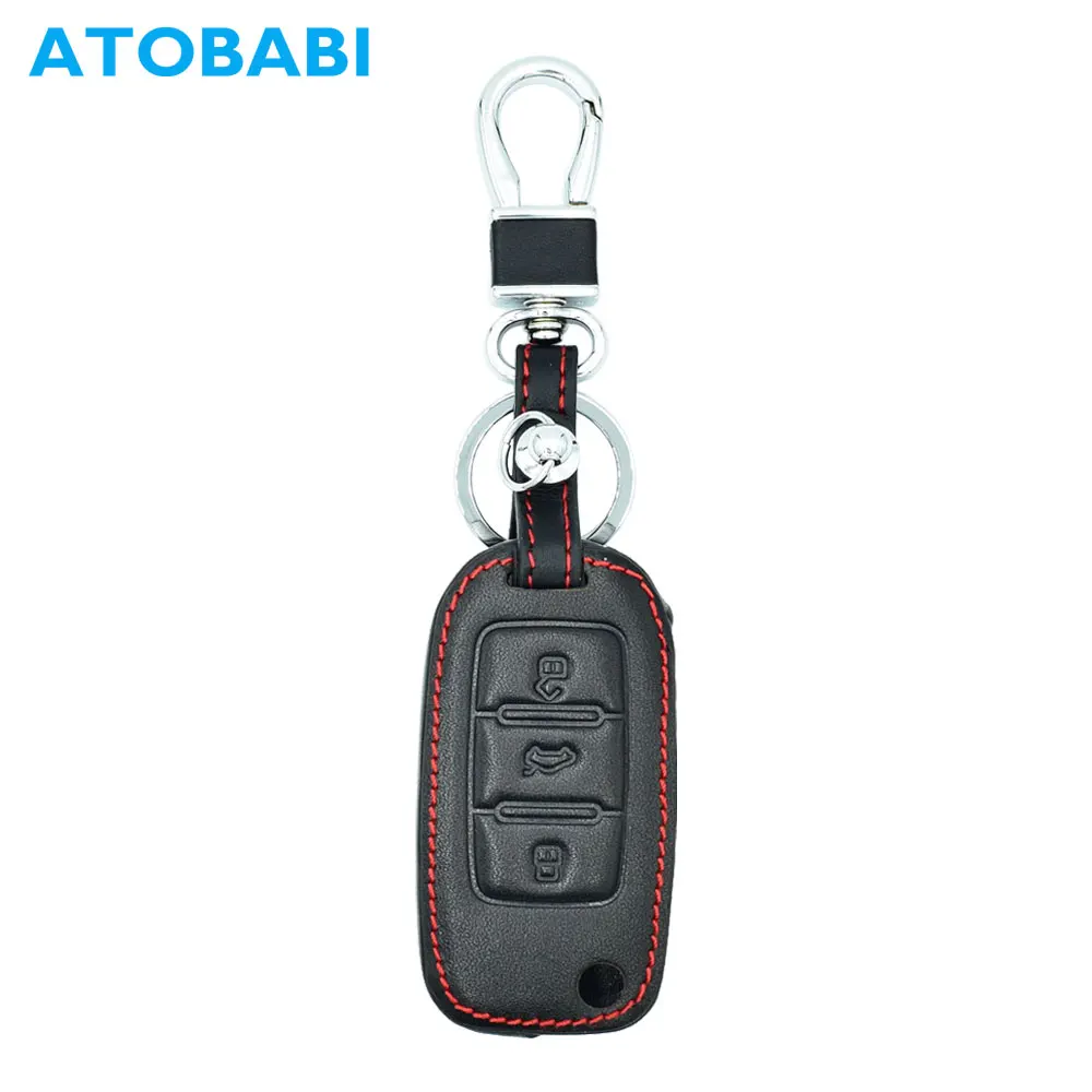 Кожаный флип кейс ATOBABI для ключей от автомобиля брелок VW Volkswagen Jetta Golf 4 5 6 Polo Bora Skoda