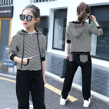 

baby Girls Sports Suit 2020 Spring New Children Suit for Girls Clothing Sets Fashion stripe Hoodies+pants 2Pcs Girls Clothes set