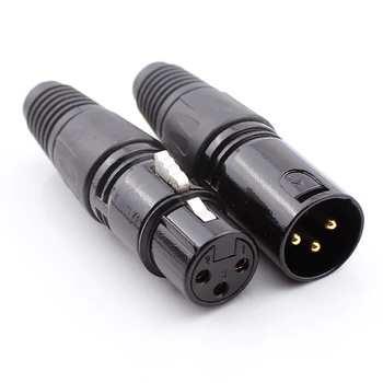 

5 Set 3 pin XLR Audio Cable Connector MIC Gold Plated Plug+ Female Jack
