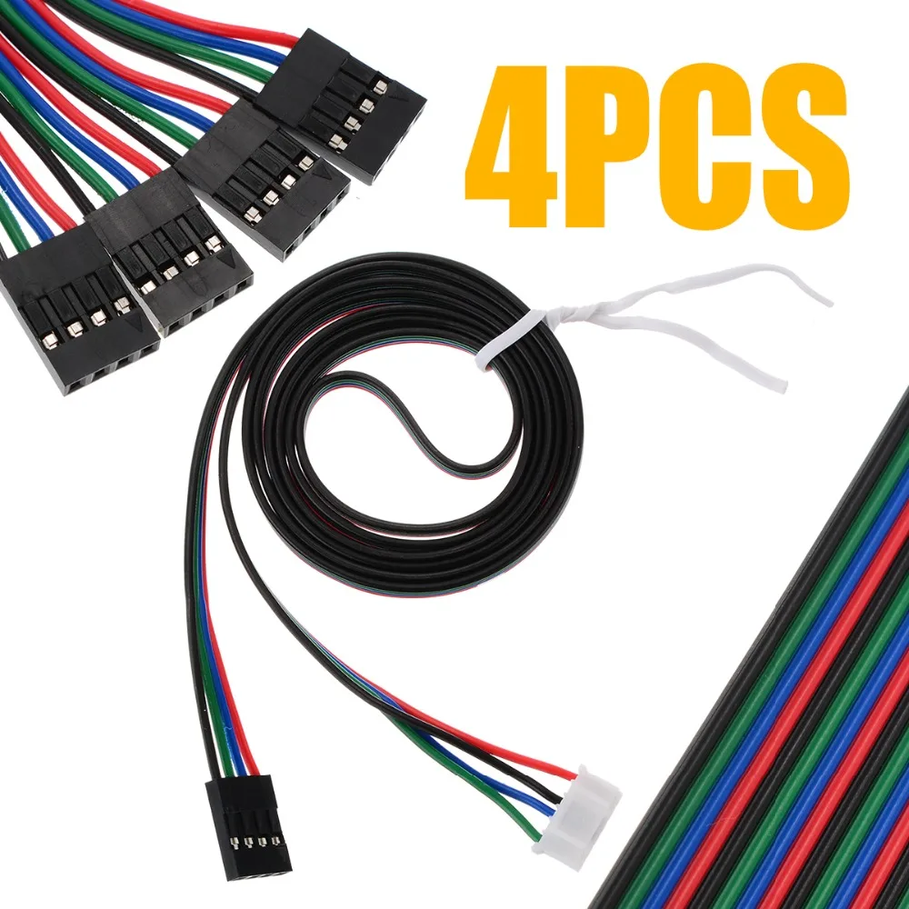 

4pcs New 100cm Stepper Motor Wire 3D Printer 4-Pin Stepper Motor Cable for NEMA 17 Stepper Motor