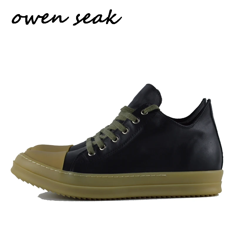 

Owen Seak Men Casual Shoes Luxury Trainers Genuine Leather Lace Up Spring Women Flats Black Sneakers Big Size Loafers Shoes