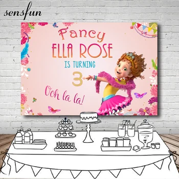 

Pink Theme Fancy Nancy Girls Birthday Party Backdrop Flower Butterfly Photography Backgrounds For Photo Studio Customized 7X5FT