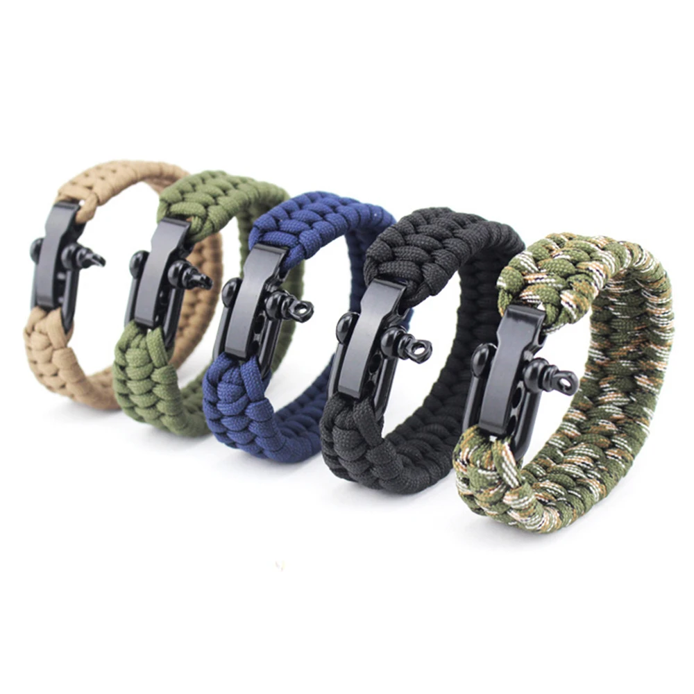 

Outdoor Bracelet Survival Multifunctional Braided Bracelet U-shaped Stainless Steel Buckle Adjustable Bracelet (9 Inches 23cm)