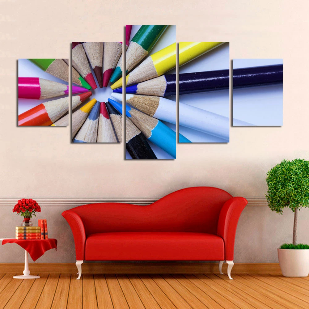Canvas-HD-Prints-Home-Decor-Painting-Studio-Background-5-Pieces-Color-Pencils-Wall-Art-Modular-Framework (4)
