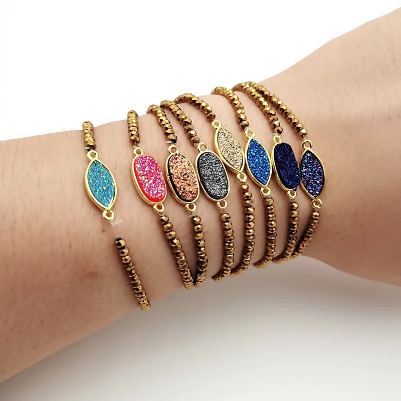 

YD&YDBZ Trendy Strand Bracelets Women's Jewelry Gold Chains 8 Colors Gem Can Choose Elasticity Adjustable Fashion Charm Bracelet