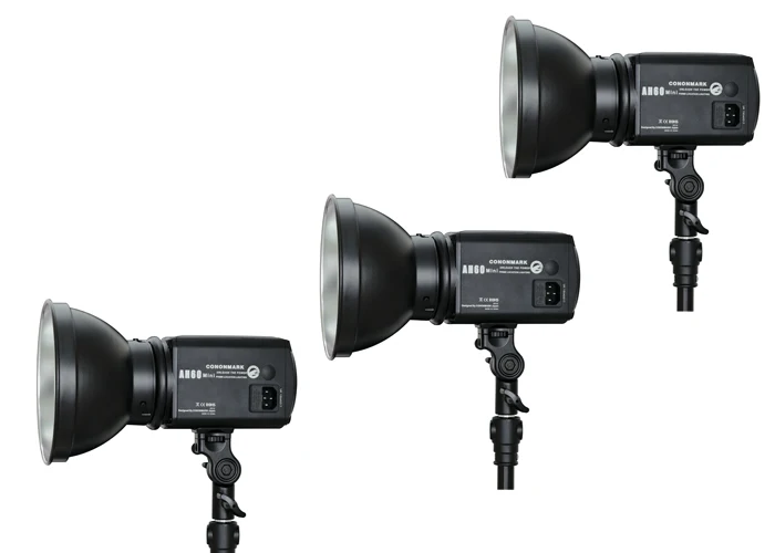 

Cononmark 600WS AH60 mini photographic studio photoflash light ,Studio Strobe,lamp,Three lights +one 3G remote trigger