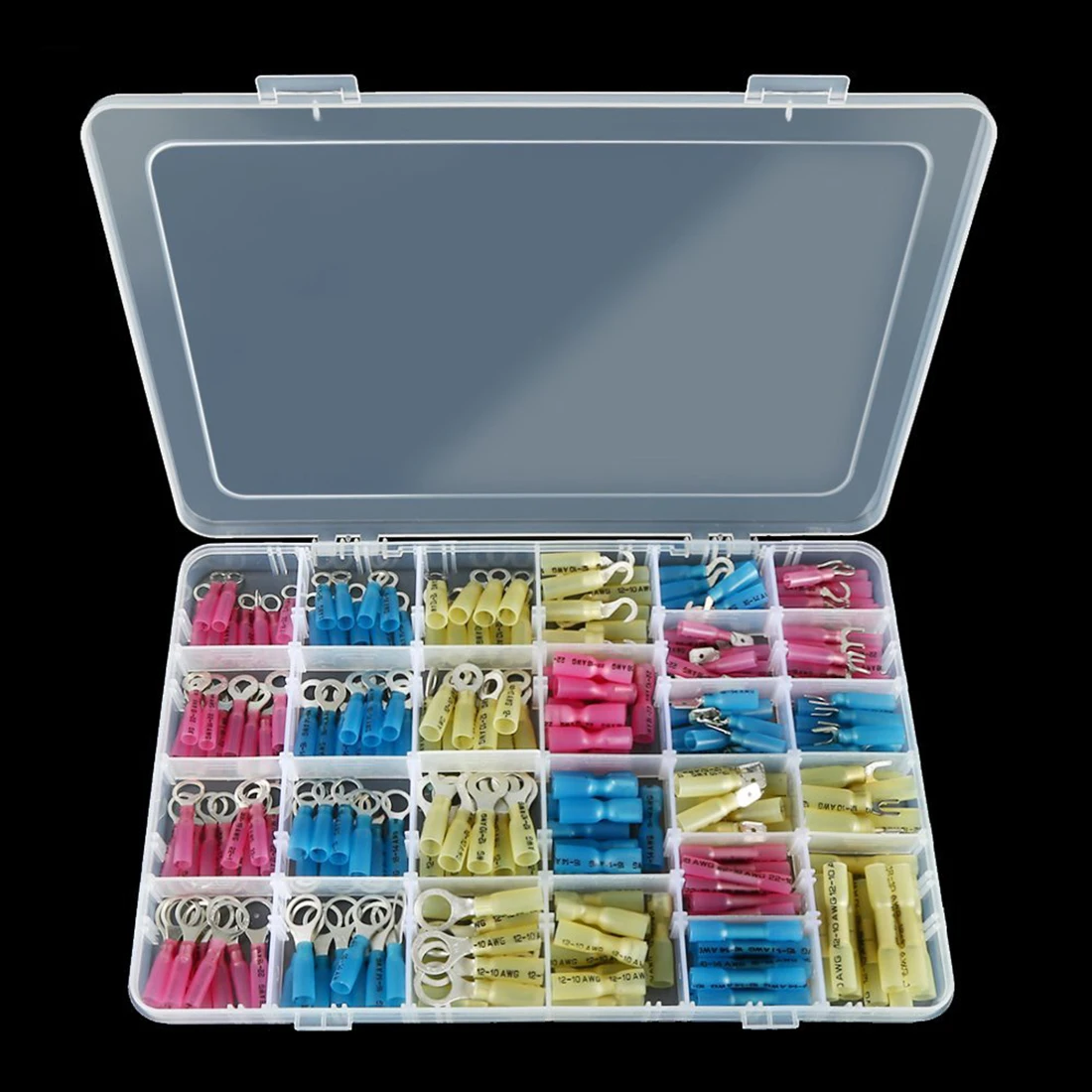 

270 PCS Heat Shrink Wire Connector Kit Electrical Insulated Crimp Ring Butt Spade Waterproof Marine Automotive Terminals Set