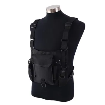 

Tactical Chest Front Walkie Talkie Pack Pouch Holster Radio Harness Carry Bag for Police Officers Military Combat Hunting CS