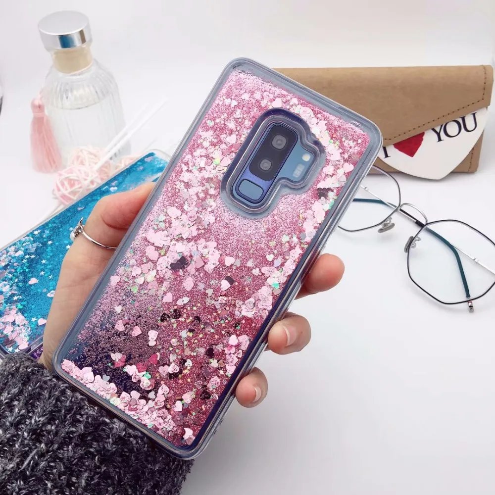 Чехол для Samsung Galaxy S6 S7 edge S8 S9 Plus динамический чехол с жидкими блестками и зыбучим