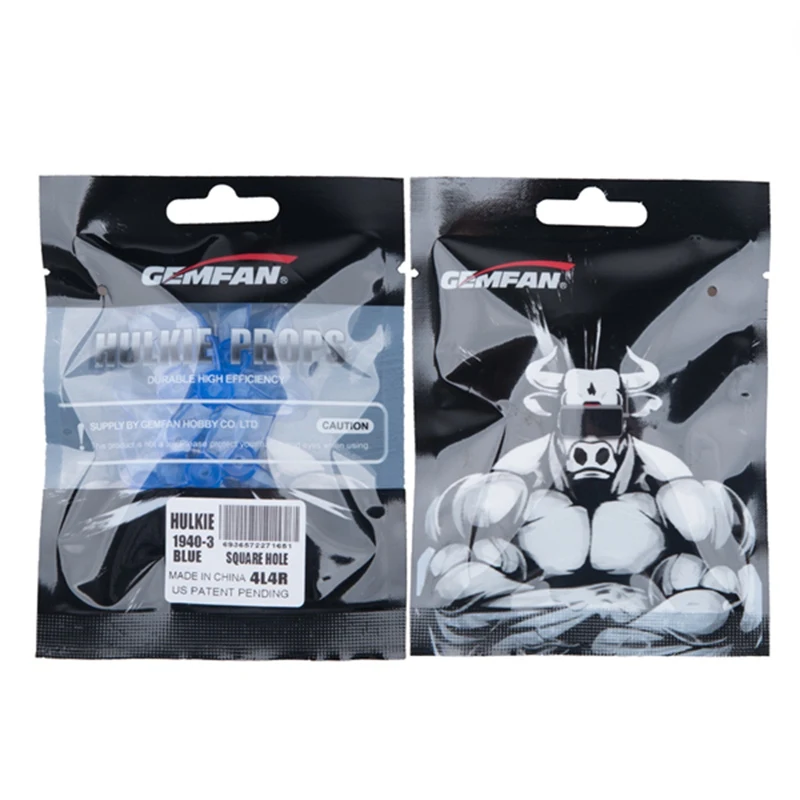 4 пары 8 шт. Gemfan Hulkie 1940 1 9x4x3 квадратное отверстие 3 Лопасти пропеллер реквизит для