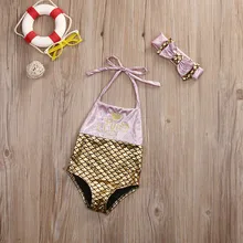 Новинка года Обувь Для Девочек Цельный Купальники для малышек повязки русалки детский купальник бикини Одежда заплыва комплект костюмы для купания пляжные бикини