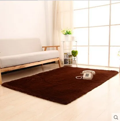 Adasmile супер мягкий длинный плюшевый шелковистый коврик, ковер для спальни, гостиной, прикроватный - Цвет: coffee