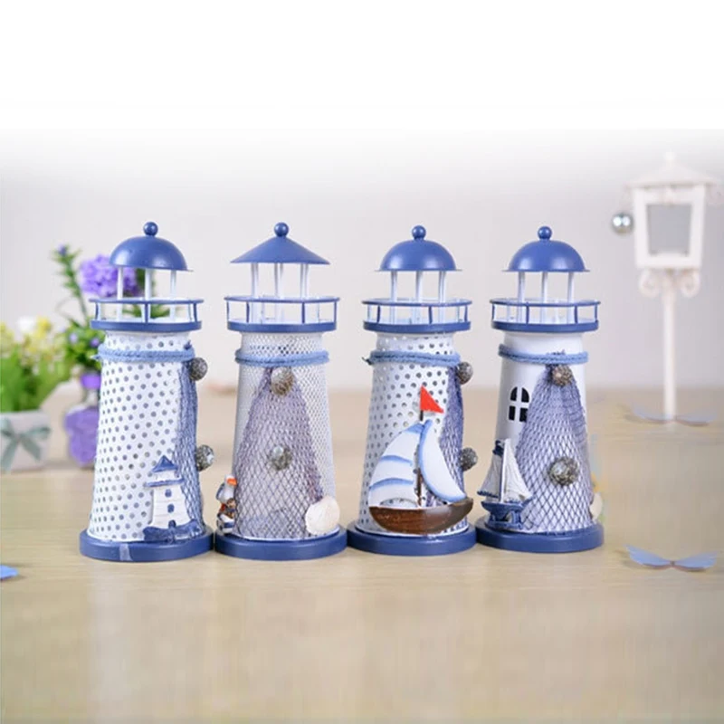 1 шт. Средиземноморский Стиль Изделия из металла Home Decor Морской Маяк Flash железа