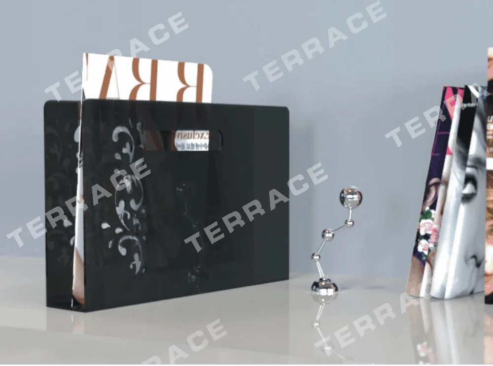 U شكل مجلة الرف حامل الاكريليك وسيت ، البرسبيكس الرئيسية/مكتب مكتب الملحقات و منظم