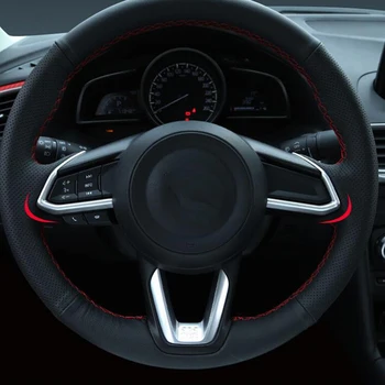 

For Mazda CX3 CX-3 2017 2018 ABS Chrome Inner Button Steering Wheel Panel Cover Trim Console Decoration Molding Accessories 2pcs