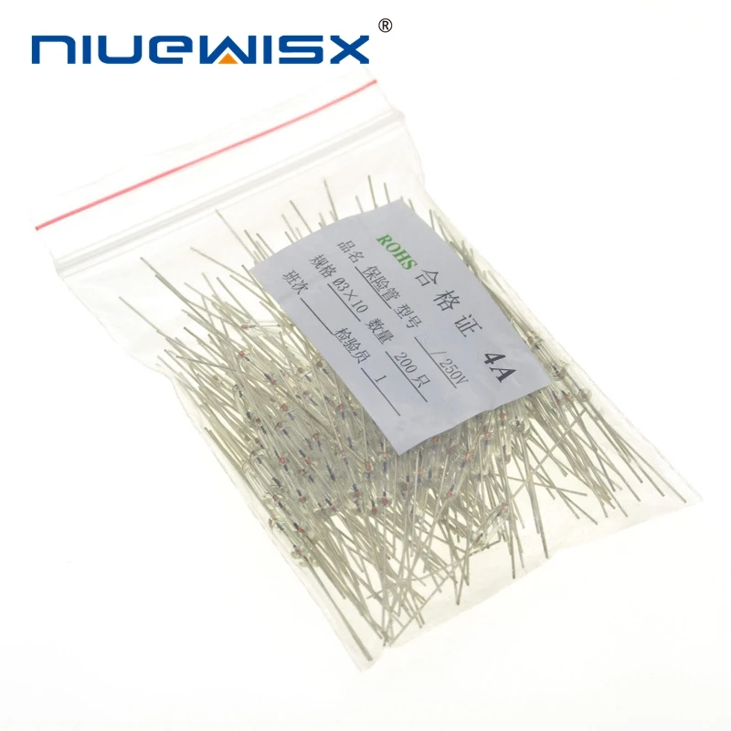 

200pcs/Lot 3*10mm 4A Axial fast glass fuse with lead wire 3*10 4A Free shipping