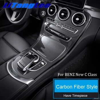 

LitangleeFor MERCEDES New C Class C200L Car Styling Centre Panel Protective Refit Interior Sticker Carbon Fiber No Clock