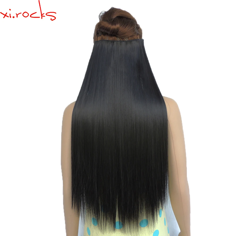 

5 Pieces/lot Xi.rocks 25 Colors Synthetic Clip in Hair Extension Women Straight 5 Hair Clips Pieces 60cm Length Hairpiece 100g