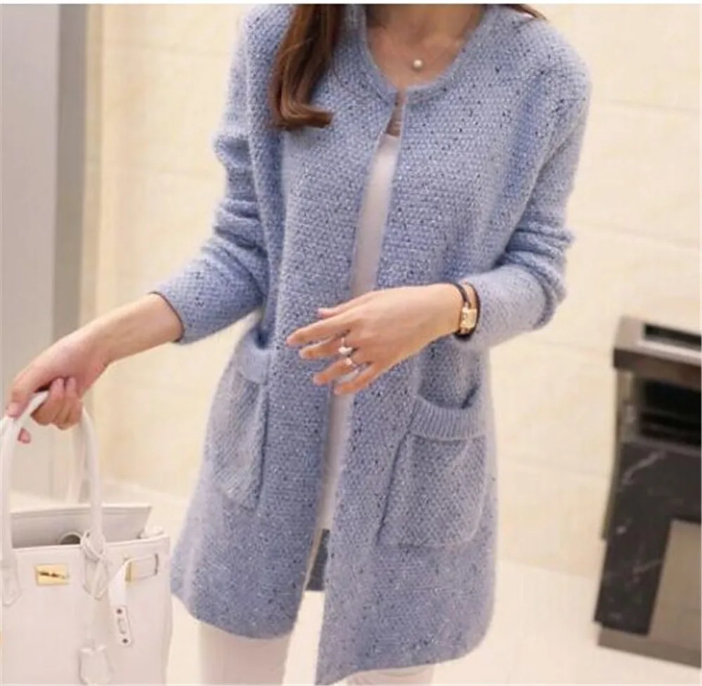 

Daddy Chen Elegant Cardigan Sweater Women Loose Sweaters Outwear Women Long Sweater Cardigan Knit Open Stitch Office Lady Pocket