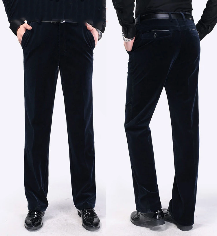 Men Corduroy Pants Spring Autumn Long Length Trousers Straight Simple ...