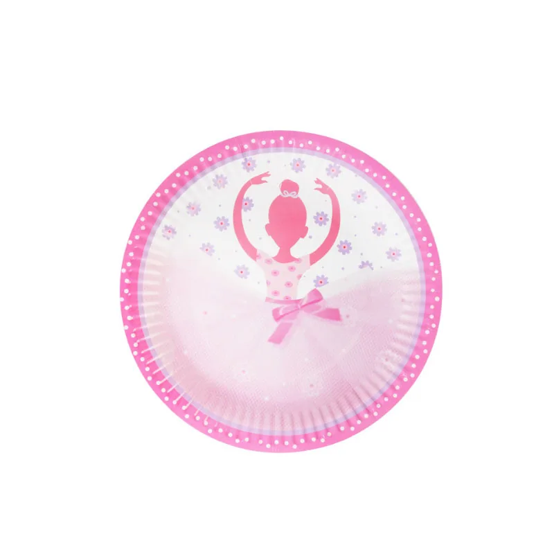 Новые балетные темы бумажные подносы для десерта одноразовые стаканчики столовые Свадебные украшения день рождения ребенок розовый девушка серии поставки - Цвет: plate 10pcs
