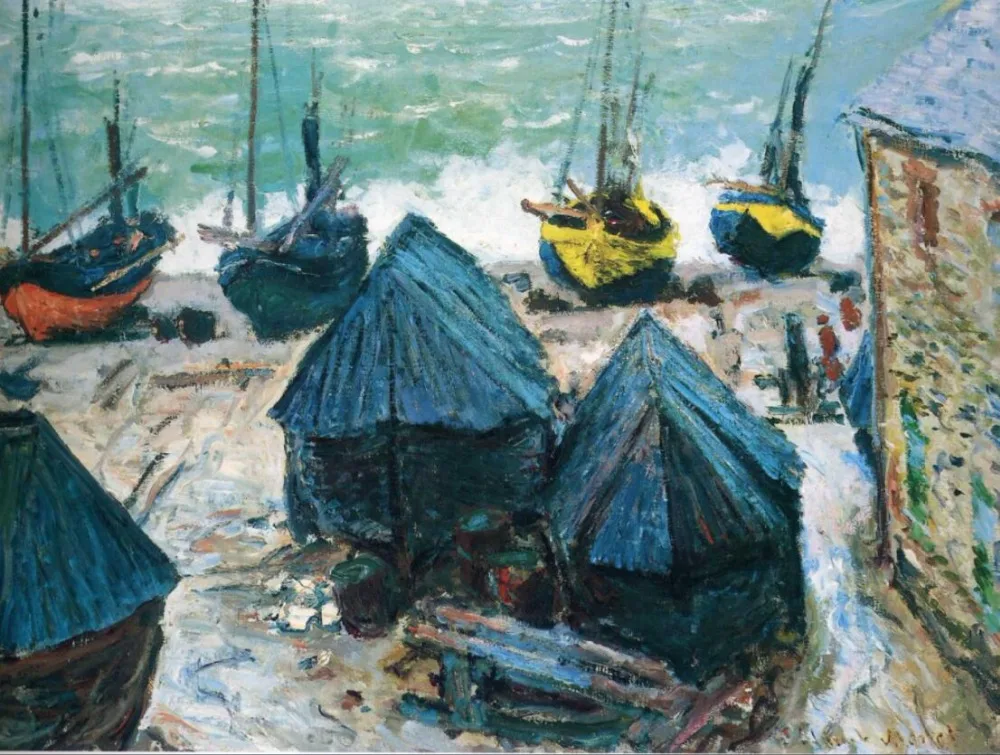 

High quality Oil painting Canvas Reproductions Boats on the Beach at Etretat (1883)1335 By Claude Monet hand painted