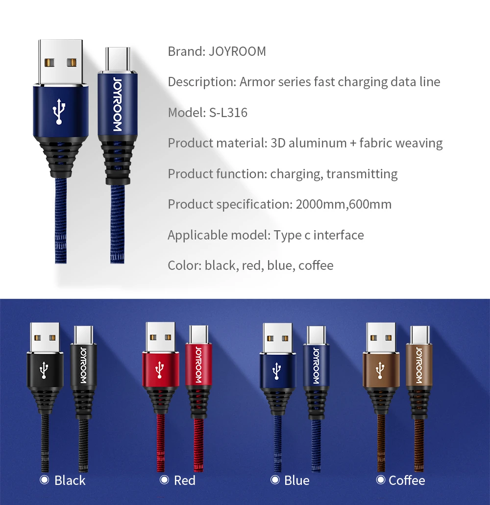 Joyroom usb type C кабель для huawei Honor Xiaomi Nokia Meizu Android смартфон с usb C type кабель для быстрой зарядки кабель для синхронизации данных