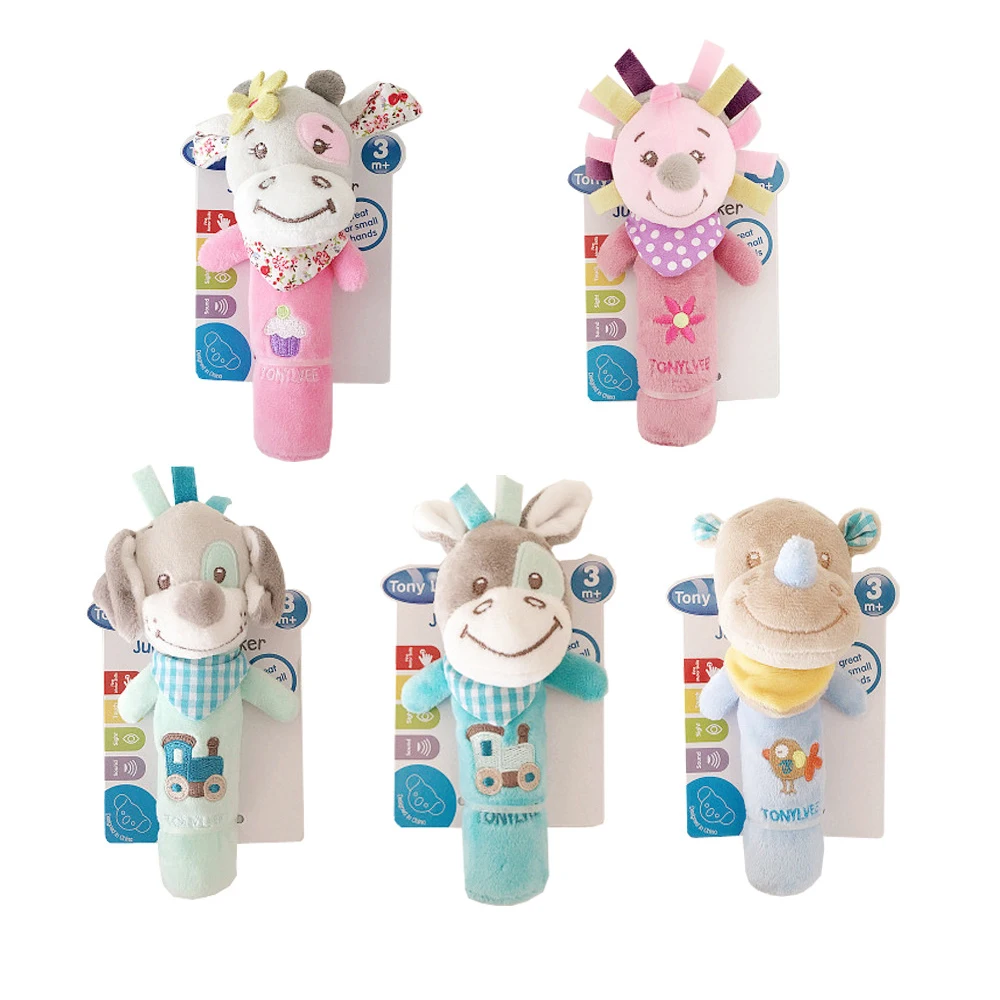 

TONY LVEE Baby Rattle Mobiles Cute Baby Toys Cartoon Animal Hand Bell Rattle Soft Toddler Oyuncak Plush Bebe Toys 0-12 Months