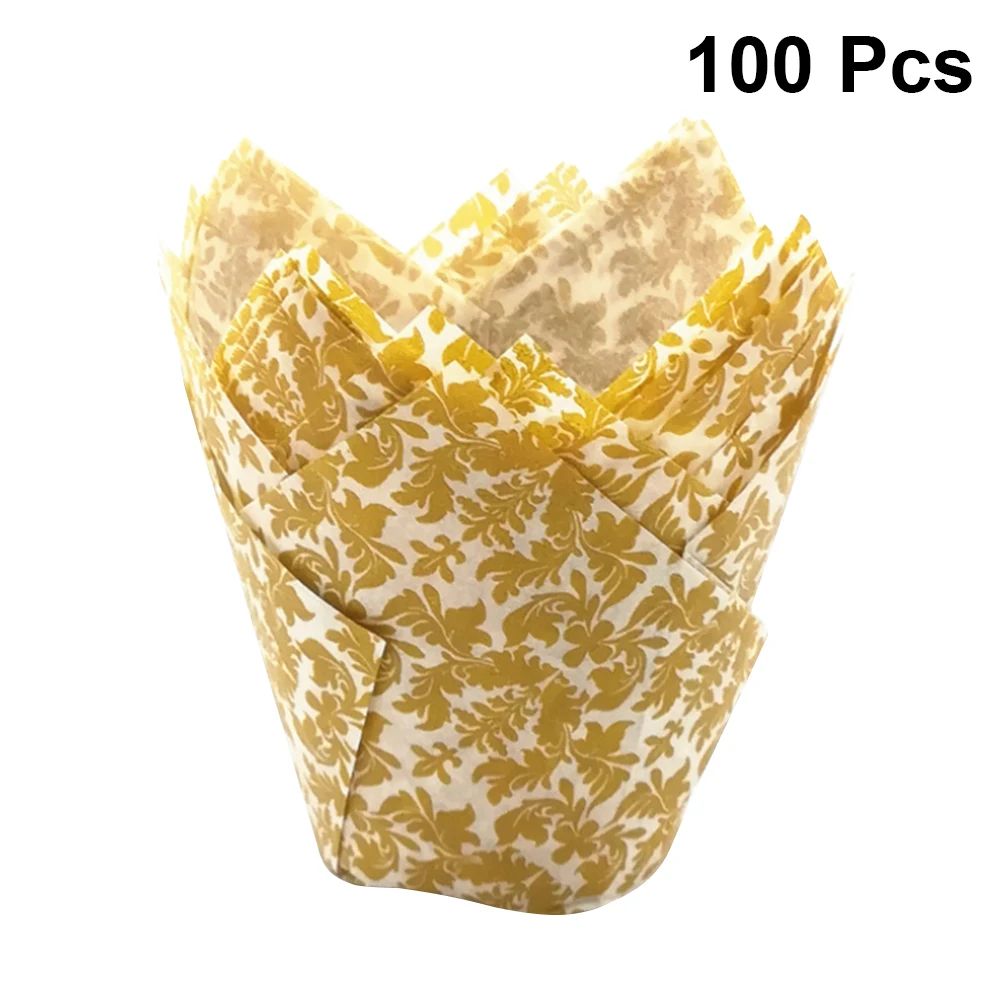 

100pcs Tulip Cupcake Liners Oilproof Muffin Paper Cupcake Holder Decorative Wrappers Baking Cup For Wedding Birthday Party